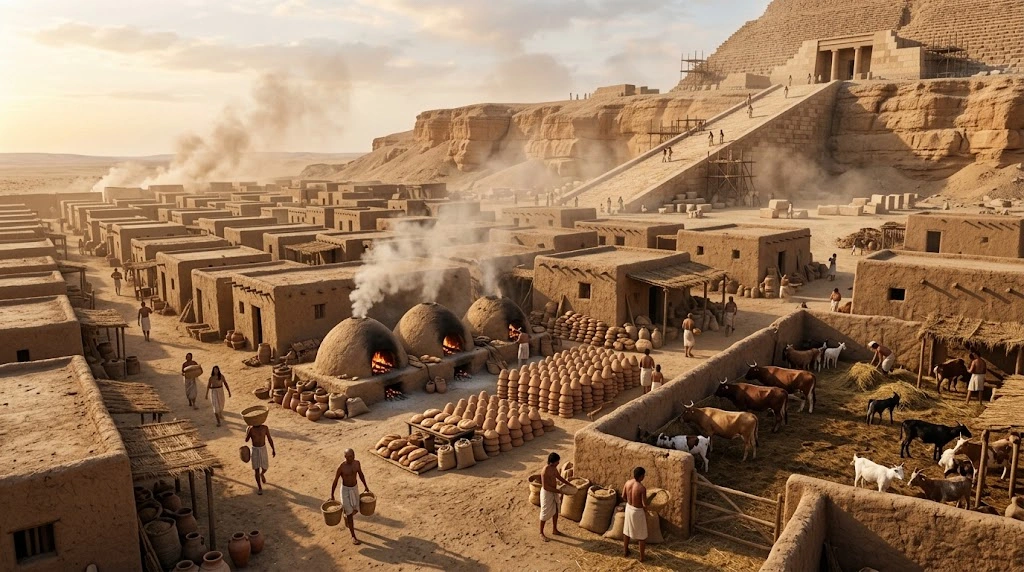 Bread ovens in the settlement that housed the pyramid workers at Giza
