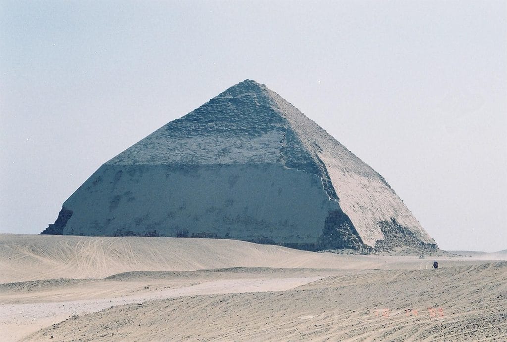 The Bent Pyramid at Dahshur showing where builders changed the slope partway up