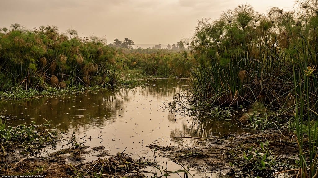 Marshy Nile wetlands where eye infections spread easily in ancient Egypt