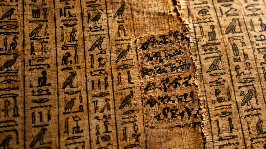Papyrus text with a name written into a gap in a different, cruder hand