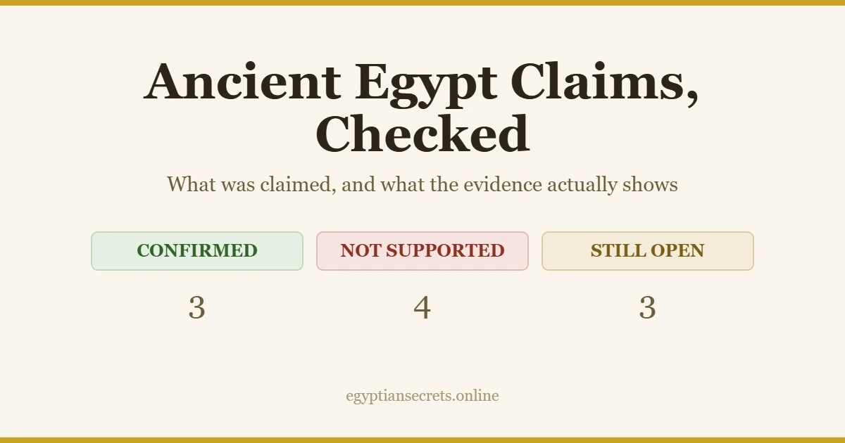 Ancient Egypt claims checked: three confirmed, four not supported, three still open