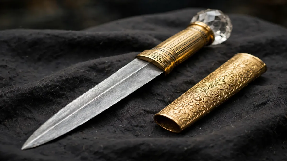 Iron-bladed dagger with a gold hilt and rock crystal pommel from Tutankhamun's tomb