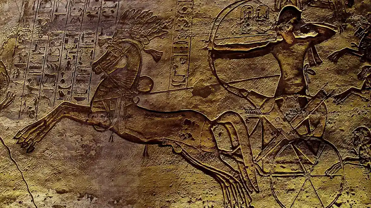 Ancient Egyptian temple wall relief depicting the Battle of Kadesh